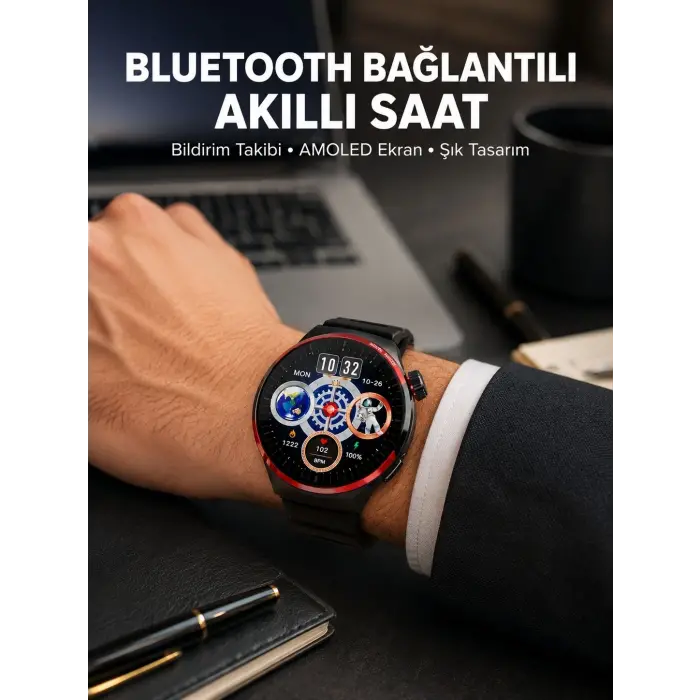 NFC Destekli Akıllı Saat AMOLED Ekranlı Şık Tasarım Yeni Nesil
