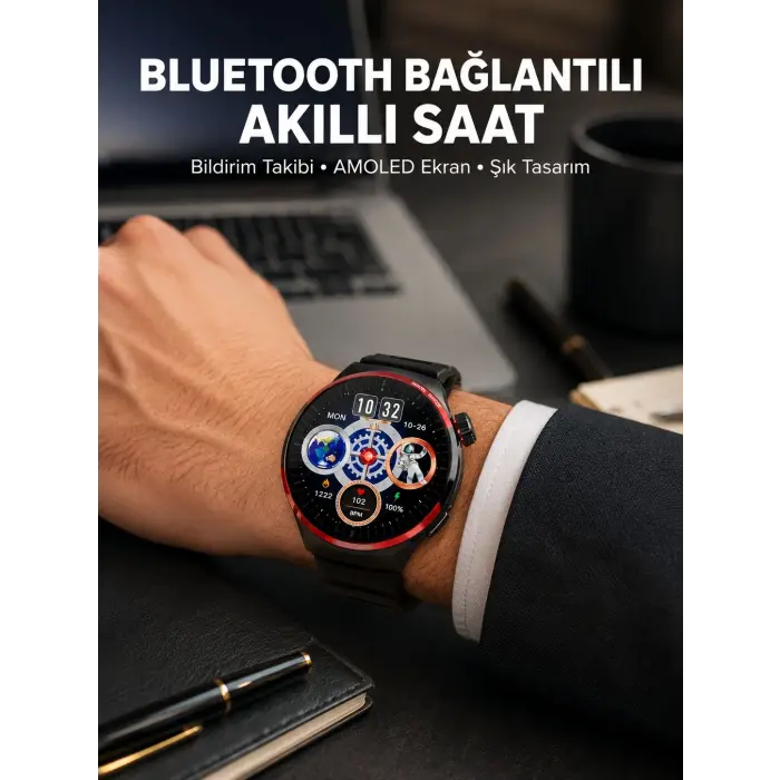 NFC Destekli Akıllı Saat AMOLED Ekranlı Şık Tasarım Yeni Nesil