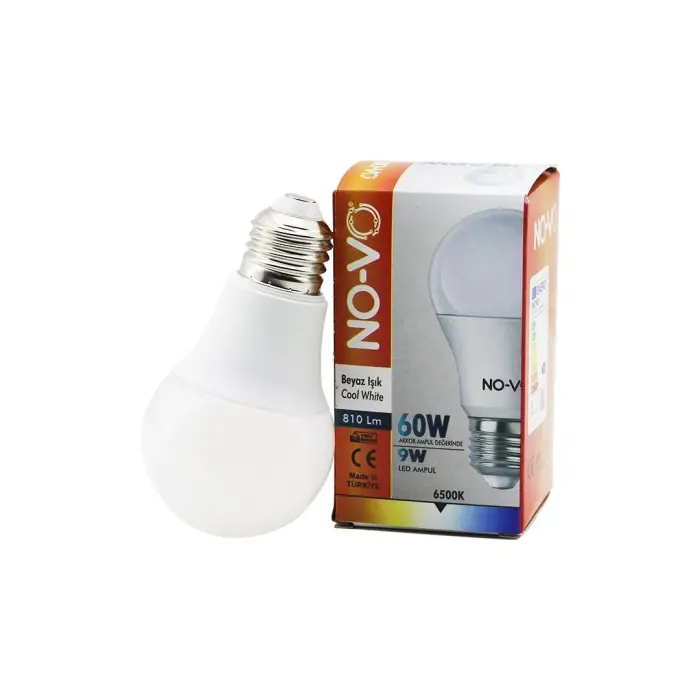 No-vo 9w=60w E27 Beyaz Led Ampul 6500k - 810lm Bx40