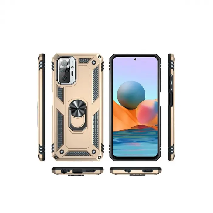 Note 10 Pro Kılıf Sofya Yüzüklü  Kapak - Gold
