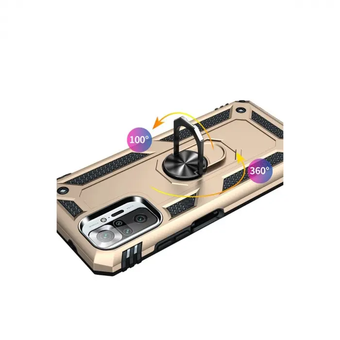 Note 10 Pro Kılıf Sofya Yüzüklü  Kapak - Gold