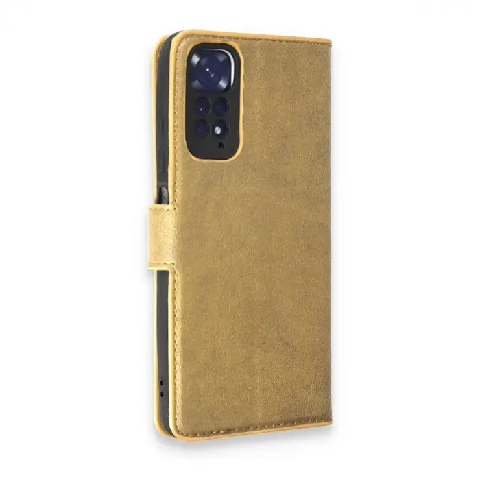 Note 11 Pro Kılıf Trend S Plus Kapaklı Kılıf - Gold
