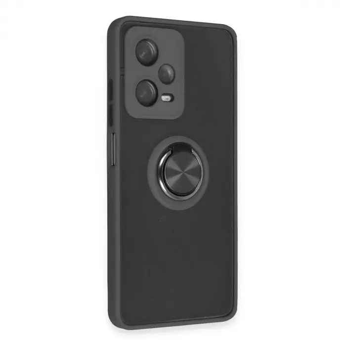 Note 12 5g Kılıf Montreal Yüzüklü  Kapak - Siyah