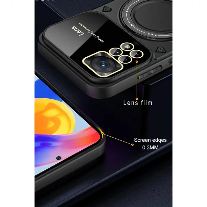 Note 12 Pro 4g Kılıf Joy Lens Standlı Kapak - Siyah