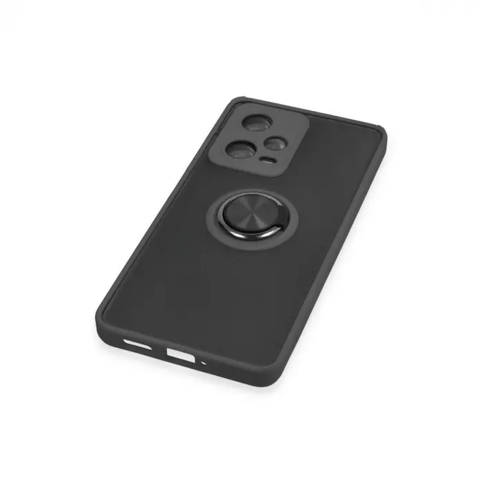 Note 12 Pro 5g Kılıf Montreal Yüzüklü  Kapak - Siyah
