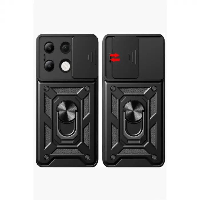 Note 13 4g Kılıf Pars Lens Yüzüklü  - Yeşil