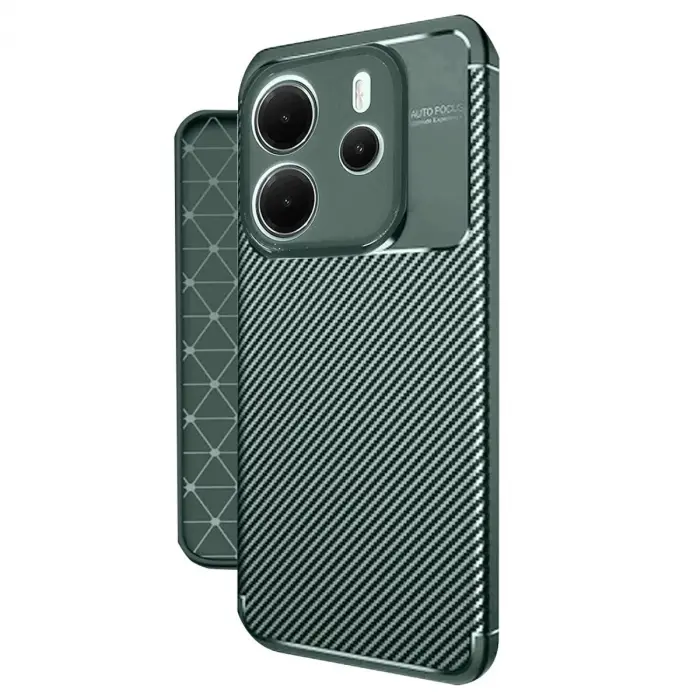 Note 14 4g Kılıf Auto Fus Karbon Kapak - Koyu Yeşil