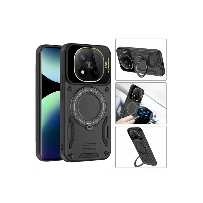Note 14 Pro Plus Kılıf Joy Lens Standlı Kapak - Siyah