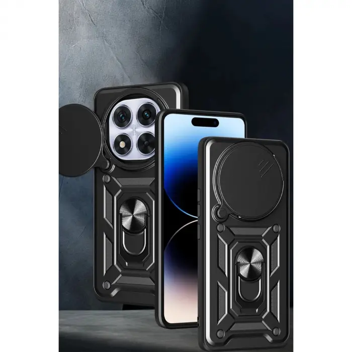 Note 14 Pro Plus Kılıf Pars Lens Yüzüklü  - Yeşil