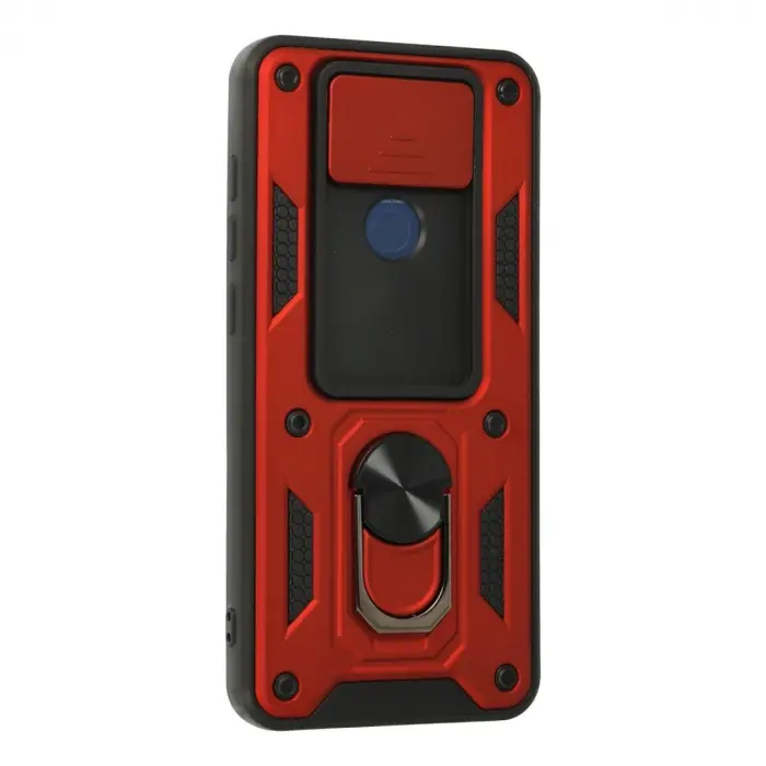 Note 9 Kılıf Pars Lens Yüzüklü  - Kırmızı