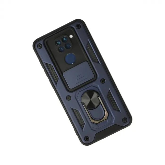 Note 9 Kılıf Pars Lens Yüzüklü  - Lacivert