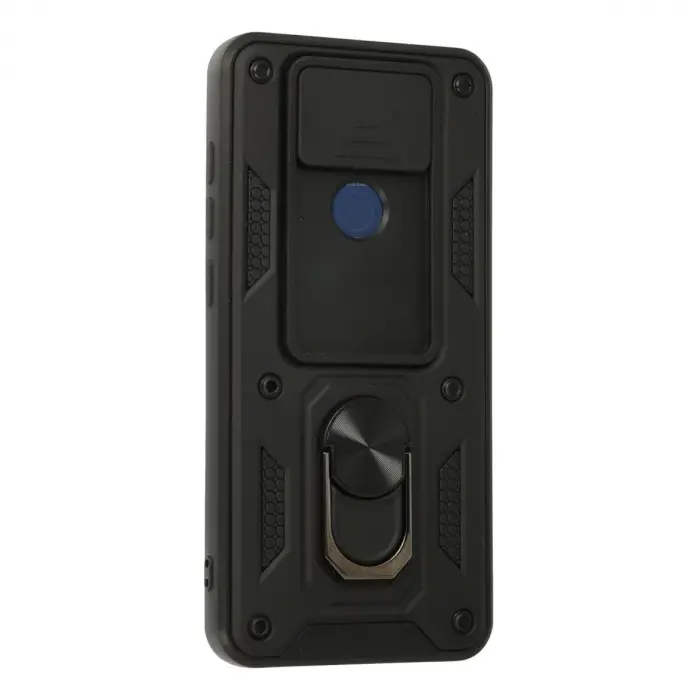 Note 9 Kılıf Pars Lens Yüzüklü  - Siyah