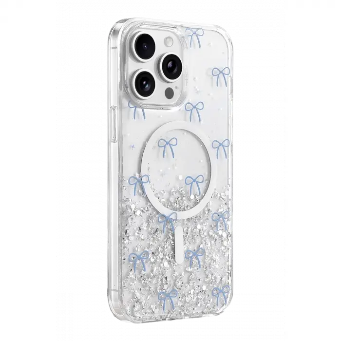 Onegif Apple İphone 15 Pro Max Misk Simli Magsafe Kapak - Desen 3