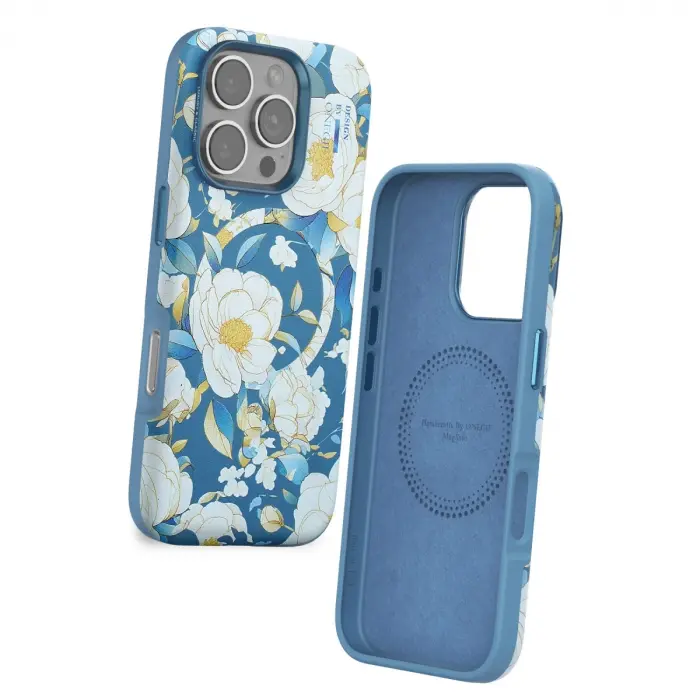 Onegif Apple İphone 16 Pro Flower Series Magsafe Kapak - Mavi