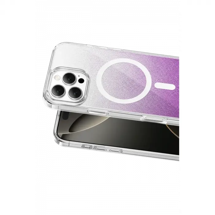 Onegif Apple İphone 16 Pro Max Sora Simli Magsafe Kapak - Mor