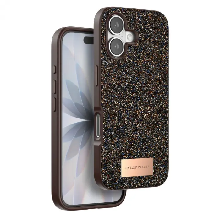 Onegif Apple İphone 17 Bright Simli Kapak - Gold