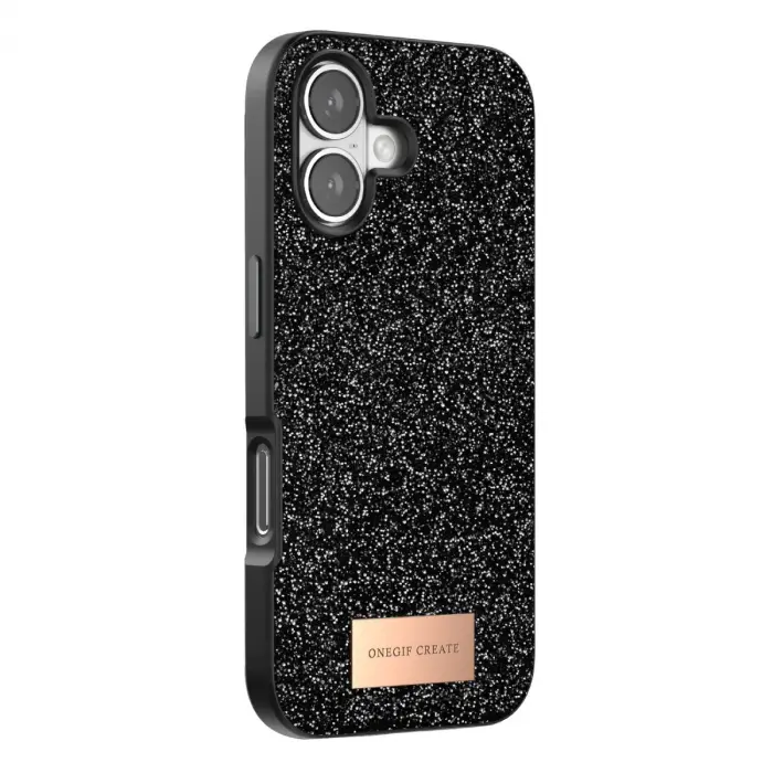 Onegif Apple İphone 17 Bright Simli Kapak - Siyah