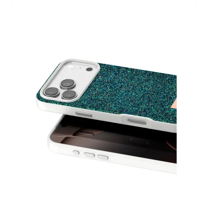 Onegif Apple İphone 17 Pro Max Bright Simli Kapak - Koyu Yeşil