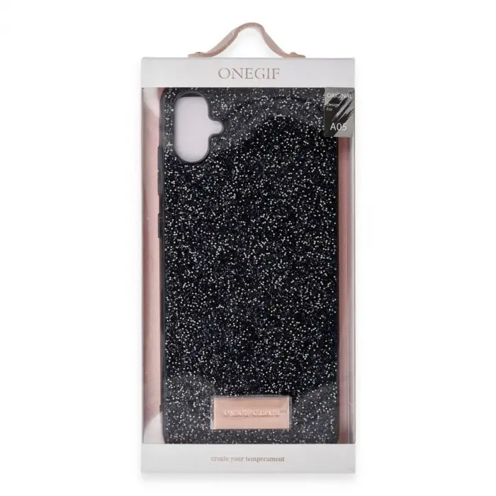 Onegif  Galaxy A05 Bright Simli Kapak - Siyah