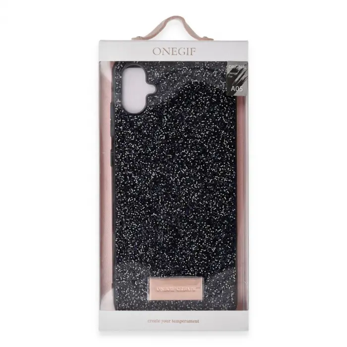 Onegif  Galaxy A05 Bright Simli Kapak - Siyah