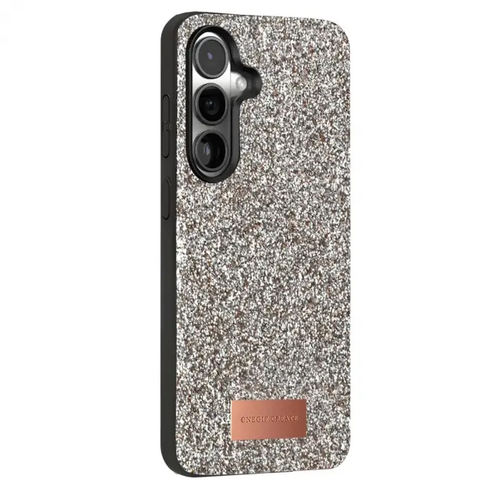 Onegif  Galaxy S25 Bright Simli Kapak - Gümüş