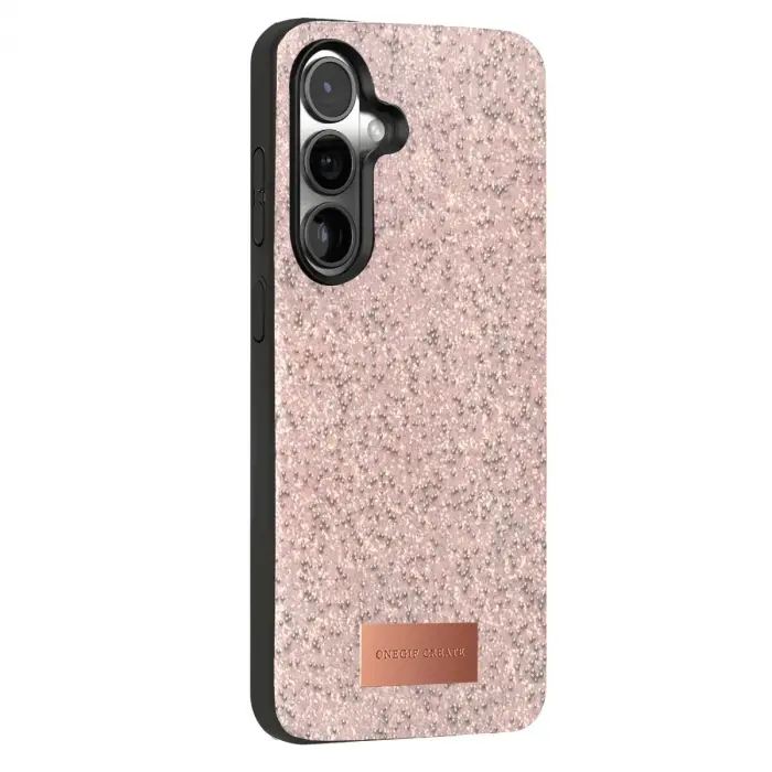 Onegif  Galaxy S25 Bright Simli Kapak - Pembe