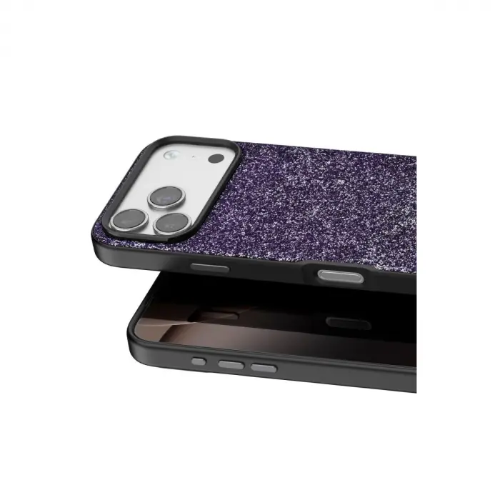 Onegif  İphone 17 Pro Max Bright Simli Kapak - Derin Mor