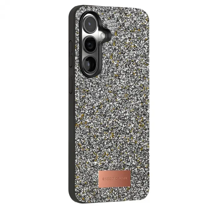 Onegif Samsung Galaxy S25 Bright Simli Kapak - Gold