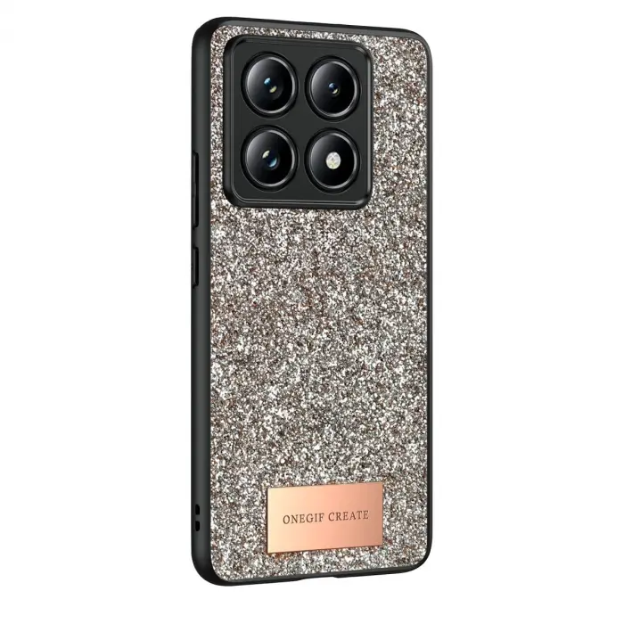 Onegif Xiaomi Mi 14t Pro Bright Simli Kapak - Gold