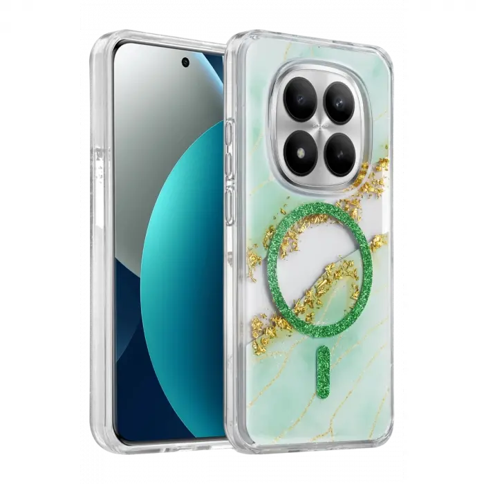 Onegif Xiaomi Redmi Note 15 Pro Plus 5g Lotus Simli Magsafe Kapak - Yeşil