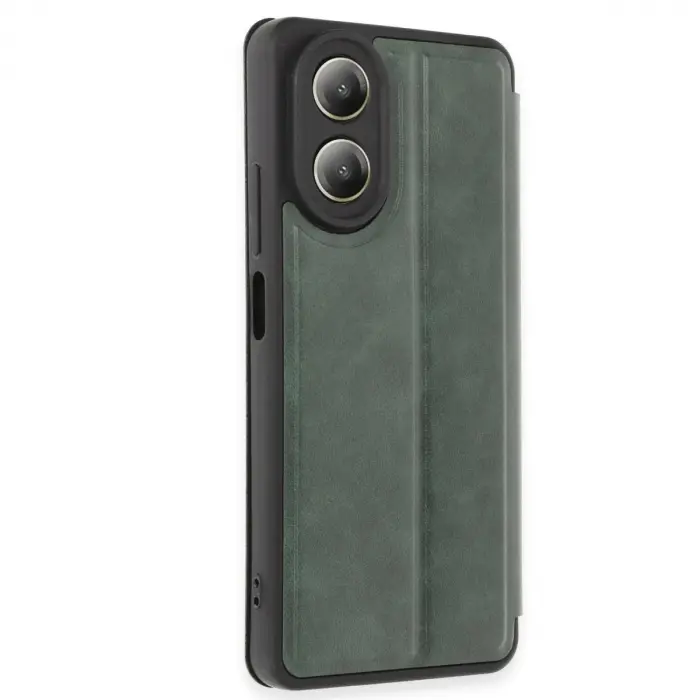 Oppo A38 Kılıf Flip Cover - Koyu Yeşil