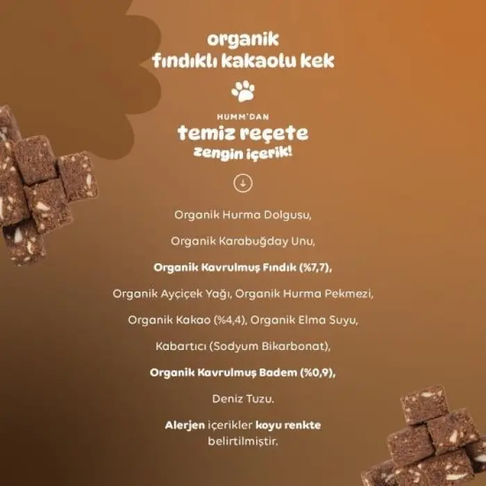 Organik Fındıklı Kakaolu Vegan Kek 30 Gr