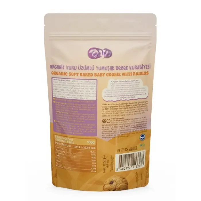 Organik Kuru Üzümlü Yumuşak Bebek Kurabiyesi 125g
