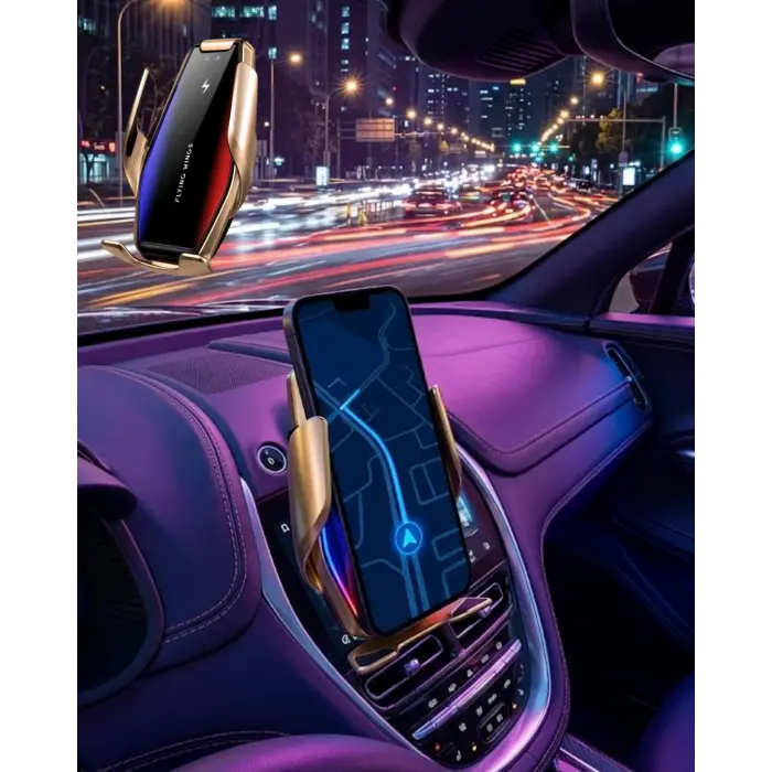 Otomatik Sensörlü Araç Telefon Tutucu Kablosuz Şarj Özellikli 360 Derece Döner