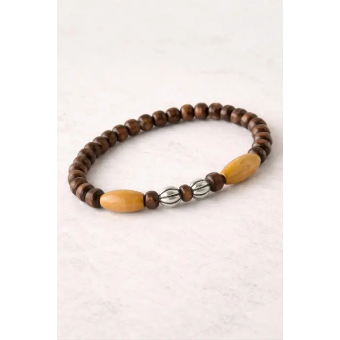 Oval Bambu Ahşap Bileklik 6 mm
