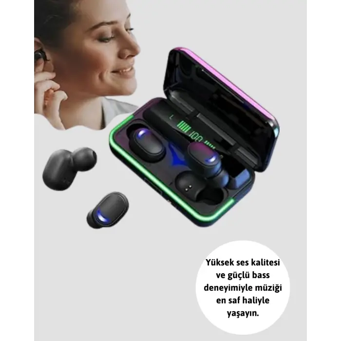 Oyun Modlu E10 Bluetooth Kulaklık Powerbank ve LED Ekranlı