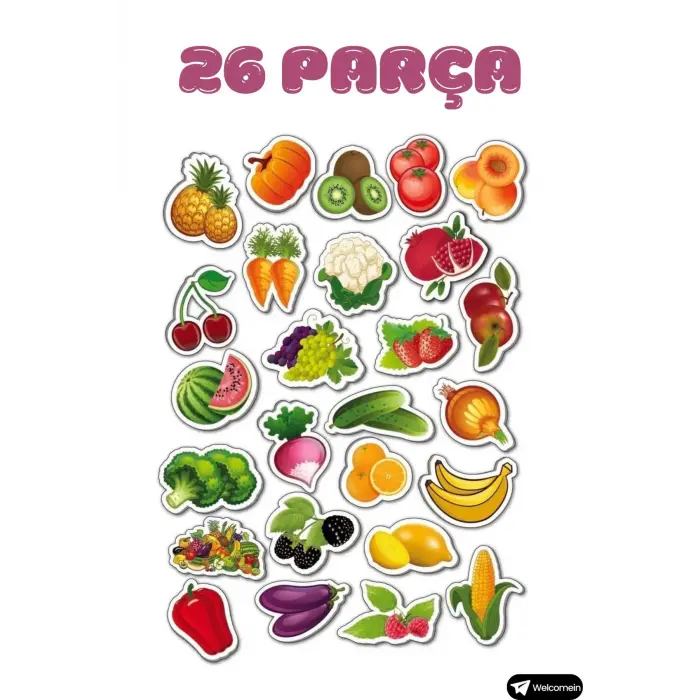 Oyuncak Manyetik Mıknatıslı 30 Parça Hayvanlar 26 Parça Sebze Meyveler Eğitici Set Magnet