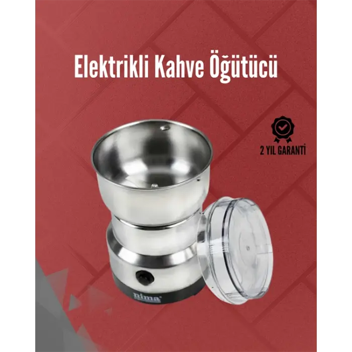 Paslanmaz Çelik Elektrikli Kahve Değirmeni | Sessiz Hızlı Çok Amaçlı Öğütücü (200W)