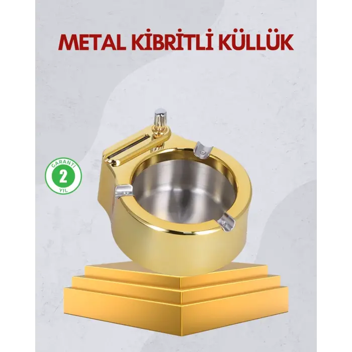 Paslanmaz Çelik Küllük Çakmaklı Masa Üstü Kullanım
