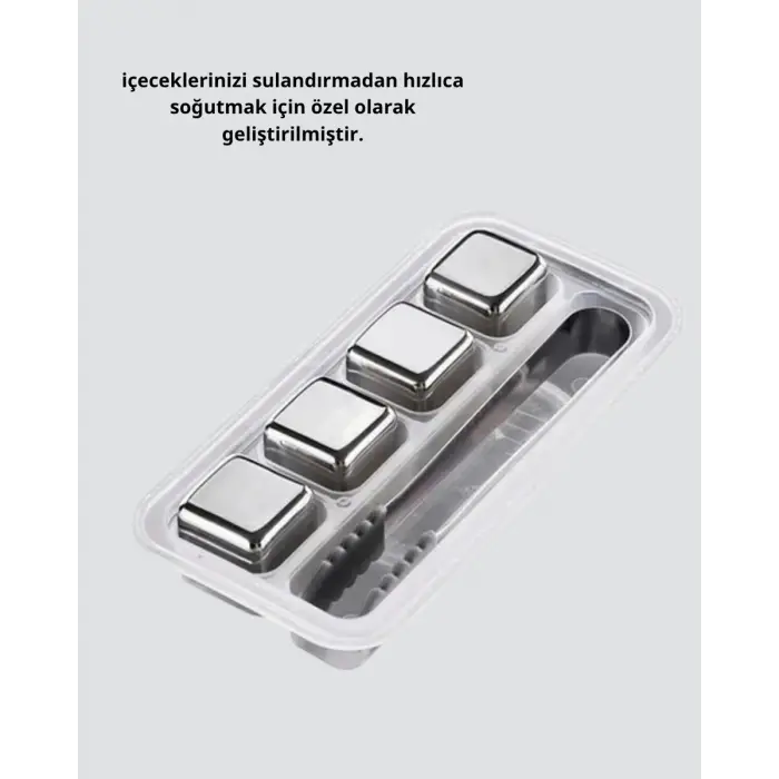 Paslanmaz Metal Buz Küpleri Seti Klipsli Sulandırmadan Soğutma Özellikli