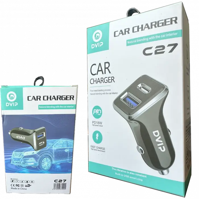 DVIP C27 Araç Şarj Cihazı PD18W + USB Hızlı Şarj (Çift Çıkışlı)