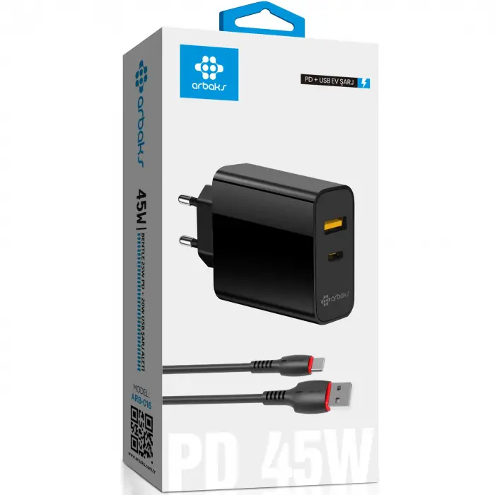 PD 45W PD + QC USB BENTLE TYPE-C SET Arbaks ARB-016