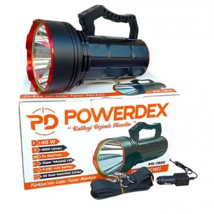 PD-7800 40 Şarjlı Güçlü El Feneri 40 Watt