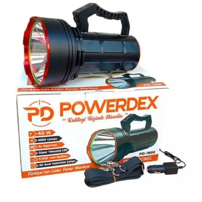 PD-7800 40 Şarjlı Güçlü El Feneri 40 Watt