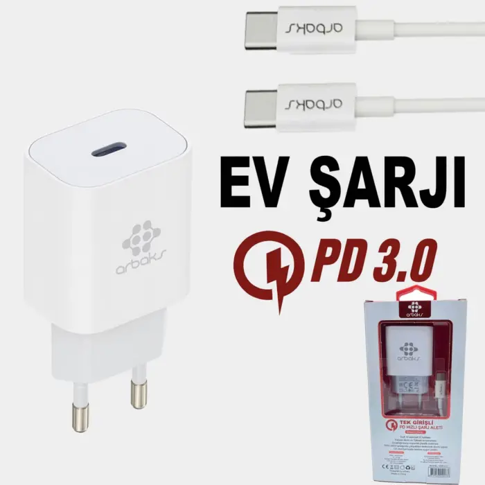 PD QC3 / 18W TYPE-C To TYPE-C Şarj Aleti Arbaks ARB-017