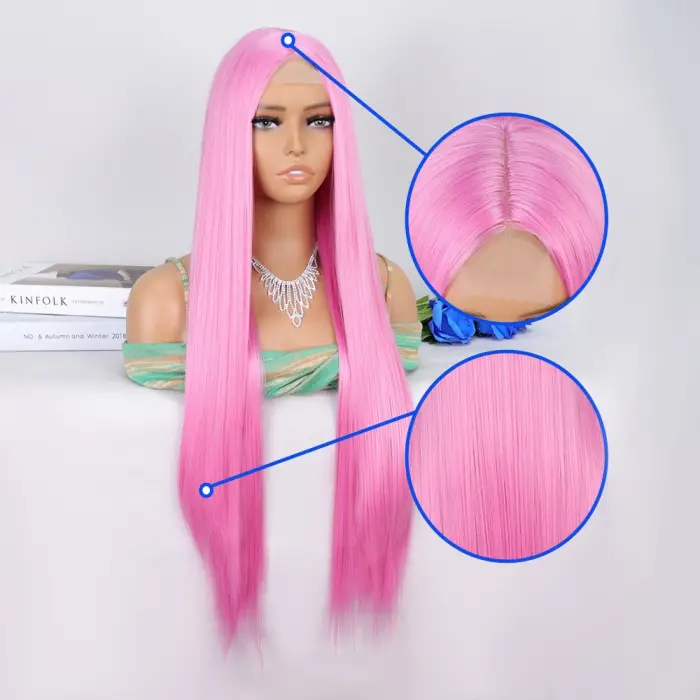 Pembe Ekstra Uzun Tül Peruk