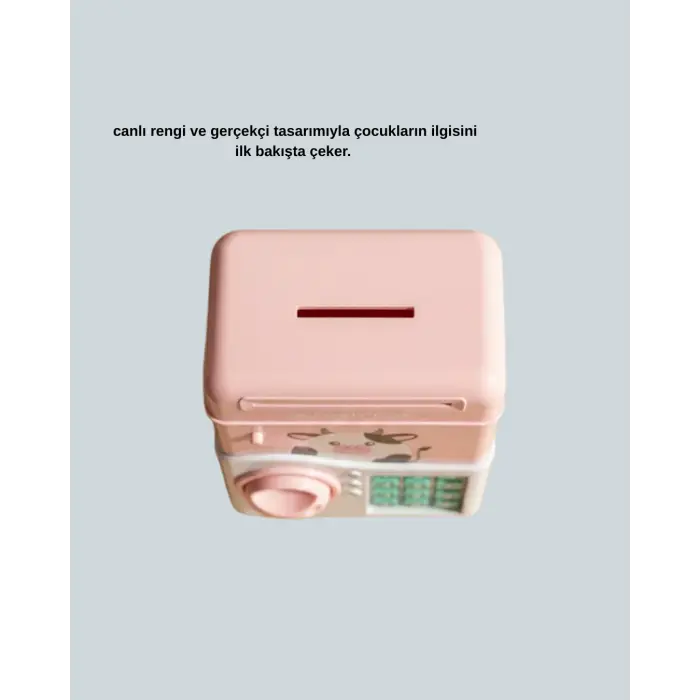 Pembe Elektronik Şifreli Otomatik Para Çeken ATM Kumbarası
