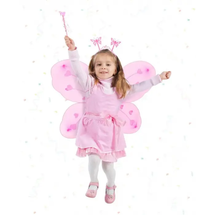 Pembe Kız Seti – 50 cm Kanadı, Taç ve Asa