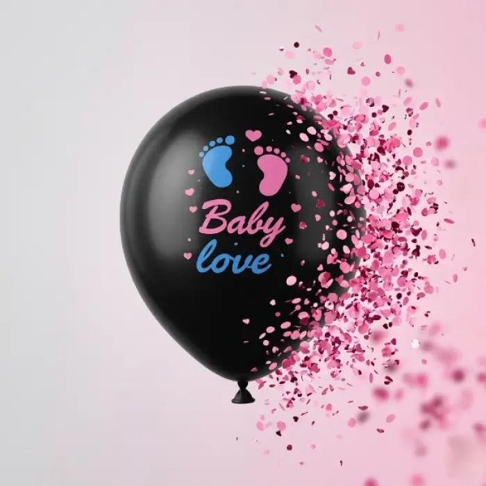 Pembe Konfetili Cinsiyet Balonu