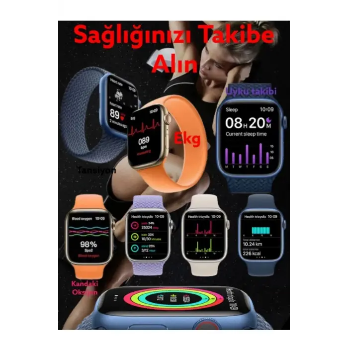 Pembe Silikon Kordonlu Akıllı Saat, 1.8 İnç Ekran, Sesli Görüşme ve Adım Sayar Özellikli